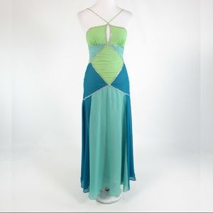 Beautiful Blue/Green silk a-line dress BCBG
